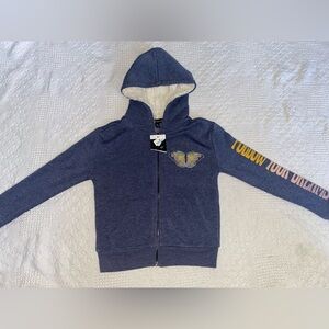 Follow Your Dreams Butterfly Full Zip Hoodie Sweatshirt Girls size 4/5 NWT Navy